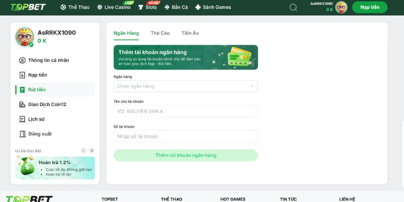 TOPBET - Nhà Cái Uy Tín Với Tỷ Lệ Cá Cược Xanh Chín 4 Các bước rút tiền nhanh chóng tại TOPBET